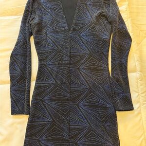 Sparkling Black and Blue Geometric Dress